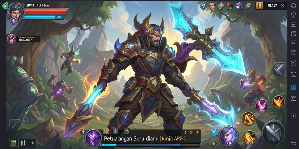 Screenshot gameplay BOLA07 yang menunjukkan pertarungan seru dan visual menakjubkan.