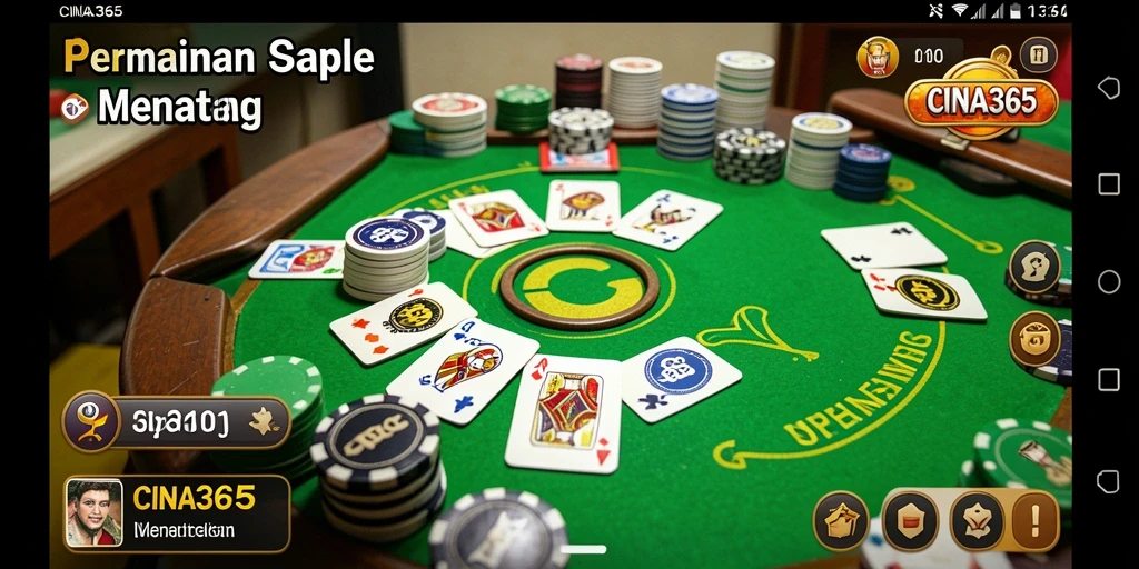 Screenshot CINA365 menampilkan gameplay Gaple yang seru dan interaktif.