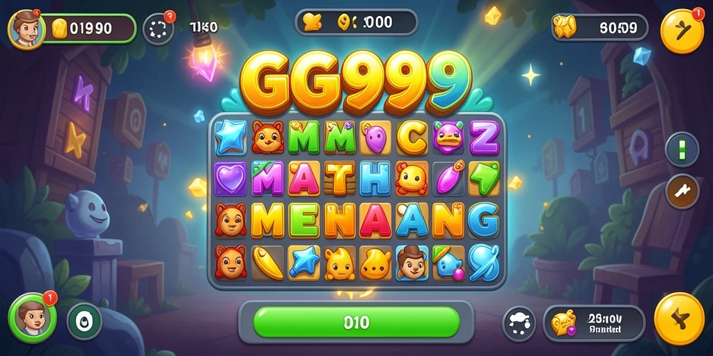 Tangkapan layar utama GG999 menampilkan pengguna sedang bermain Match-3 dengan grafis menarik.