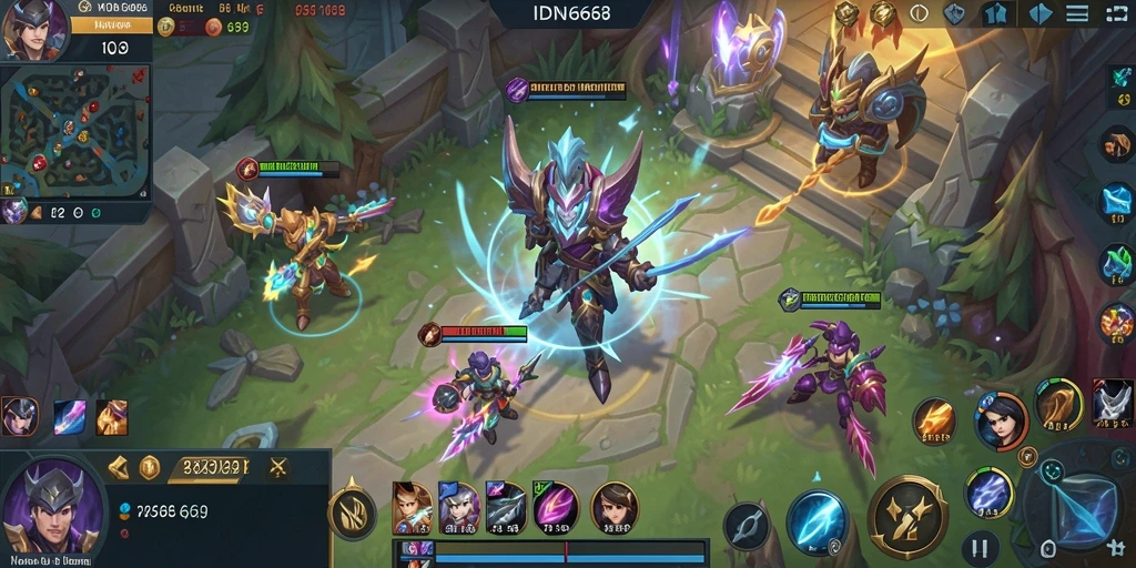 Screenshot gameplay IDN668 menampilkan aksi seru dalam pertarungan MOBA.