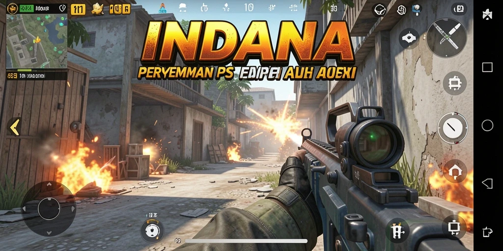 Screenshot gameplay INDAAA menunjukkan aksi tembak-menembak yang mendebarkan.