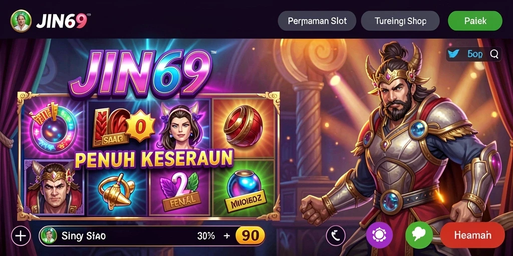 Screenshot gameplay JIN69 menampilkan slot yang penuh warna dan fitur bonus yang menarik.