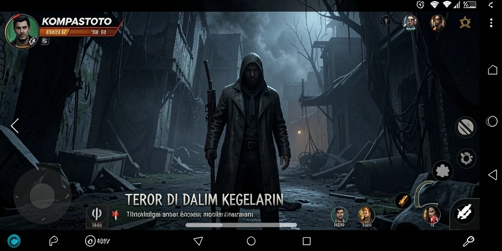 Screenshot utama KOMPASTOTO menunjukkan suasana menyeramkan yang mendalam.
