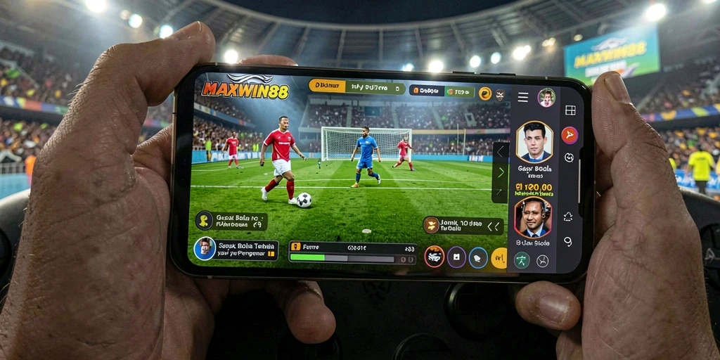 Tampilan gameplay <strong>MAXWIN88</strong> yang seru dan menantang dalam pertandingan sepak bola.
