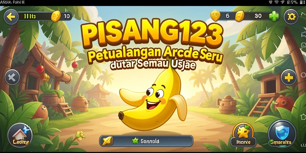 Tangkapan layar PISANG123 menampilkan karakter yang melompat untuk menghindari rintangan.