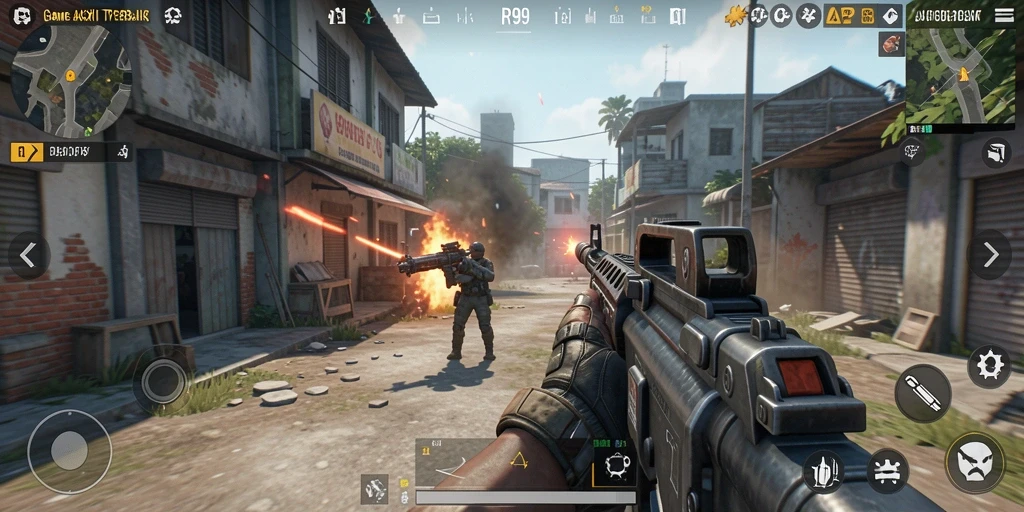 Tampilan gameplay menegangkan dari RP99 dalam mode TPS.