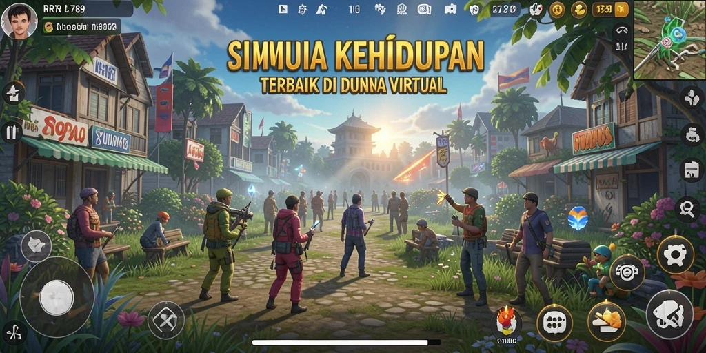 Screenshot menunjukkan gameplay simulasi yang menarik dan interaktif.