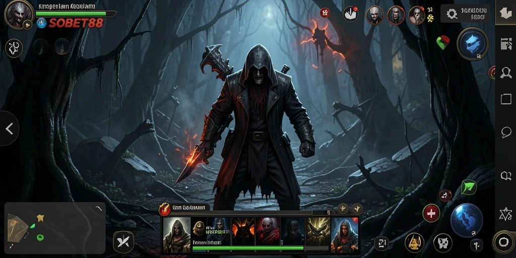 Tampilan gameplay menakutkan dalam dunia <strong>SOBET88</strong>, penuh dengan kegelapan dan kejutan.